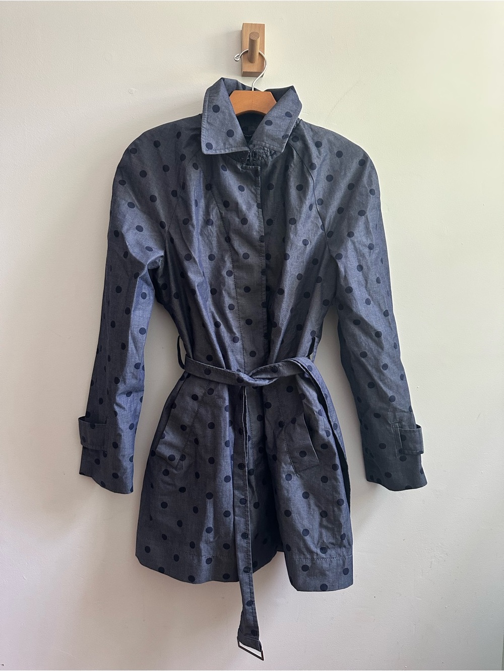 Banana Republic Polka Dot Belted Trench Coat Size Small - Picture 1 of 3